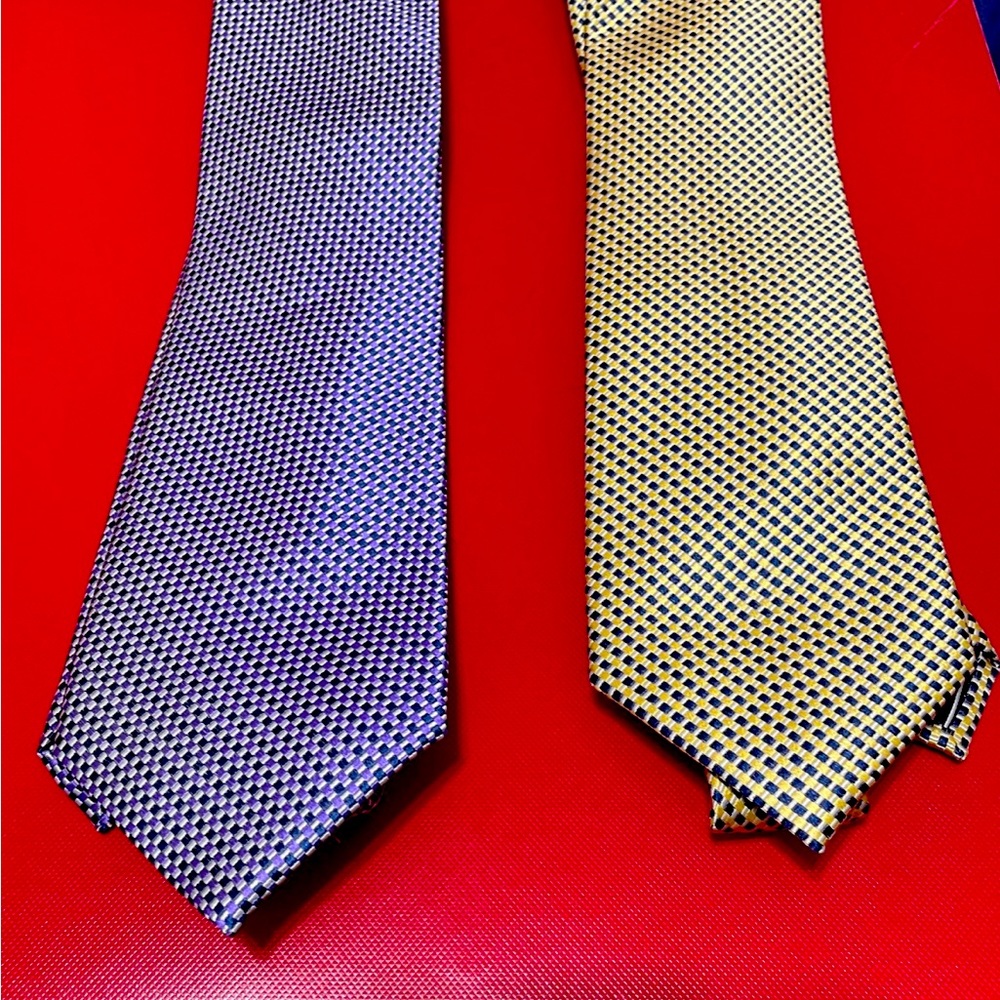 Nautica geometric Ties yellow/navy and purple/navy Set